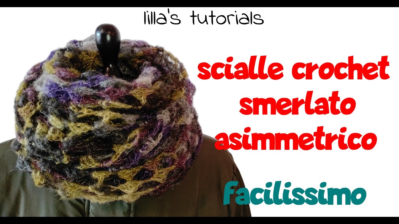Scialle crochet smerlato asimmetrico