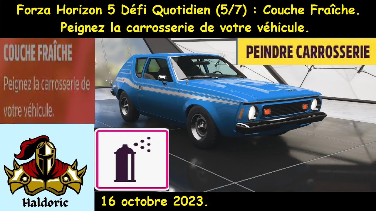 Forza Horizon 5 (FH5) Défi Quotidien (5/7) Couche Fraîche. Peignez