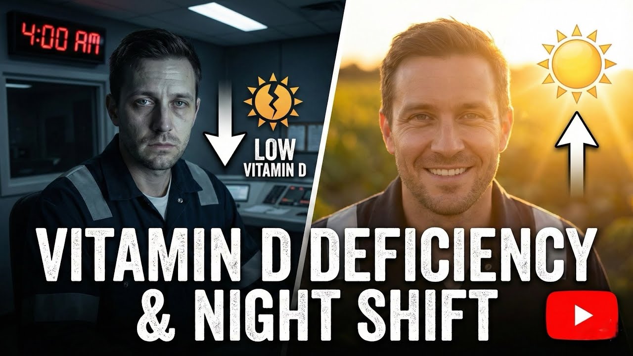 Illustration representing vitamin D deficiency symptoms and how they can affect night shift workers
