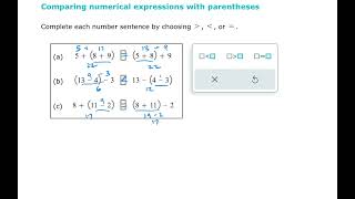 Comparing numerical expressions with parentheses (ALEKS examples)