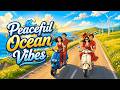 Oceanfront Night Market | Sizzling Street Food & Wave Sounds | Ghibli-Style ASMR