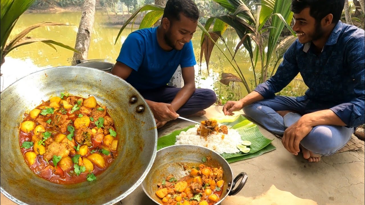 আজ মা না থাকায় দুই ভাইয়ের ব্যাচেলার চিকেন রান্না | Chicken Curry Recipe 