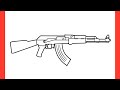 How To Draw AK 47 Step By Step Drawing AK 47 Assault Rifle Gun From Cs Go Easy 