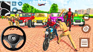🪅 Red Hulk Rescue Monster Police Car 🚕 Spiderman 3D Car Driving Game🦆 Franky Indian Bus Bike Drive 🌟