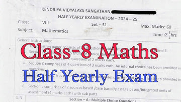 Class-8 MATHS / Half Yearly Exam Question Paper /Term-1 Session 2024-25 PM Shri Kendriya Vidyalaya