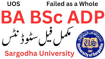 BA BSc ADP Failed as a Whole UOS | ADP Result 2023 Fail Students | BA BSc Result 2023 UOS