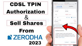 How to Authorize and Sell Shares in Zerodha 2023 | CDSL Tpin Share Authorization Kaise Kare Zerodha