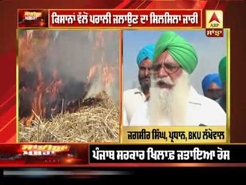 Barnala `ਚ ਕਿਸਾਨਾਂ ਨੇ ਜਲਾਈ ਪਰਾਲੀ, Punjab Government ਖਿਲਾਫ਼ ਰੋਸ | ABP Sanjha|