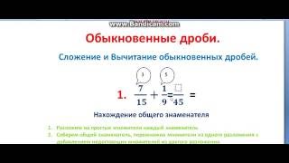 Приведение к общему знаменателю сложение и вычитание обыкновенных дробей Приведение к общему знаменателю сложение и вычитание обыкновенных дробей