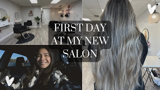 FIRST DAY AT MY NEW SALON | Hairstylist Vlog, Come to work with me, Hair Salon Tour