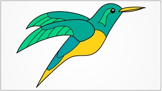 How to draw a funny little hummingbird  step by step