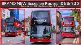 Brand New Buses On The 106 230 Enviro400Ev Demo, Electroliners Transfers London Buses