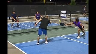 Mixed Doubles Pickleball. Long and Pritta vs Larry and ???. Game 3 of 4.