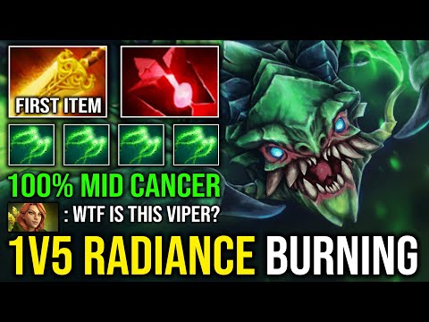 100% MID CANCER 13Min Radiance 1v5 AOE Lifesteal Regen Unlimited Burning DPS Hyper Mid Viper Dota 2