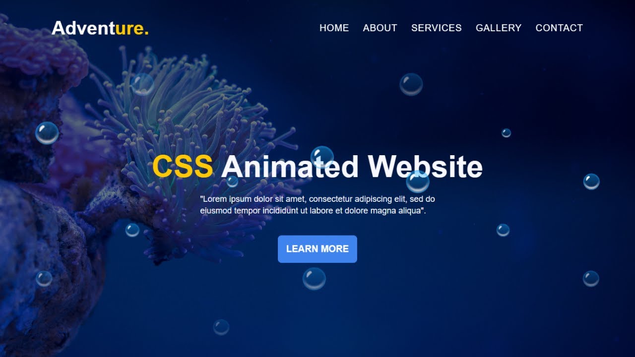 How To Make Animated Website Design Using HTML And CSS | Website Header ...