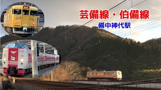 【JR芸備線】備中神代駅付近の分岐する橋【JR伯備線】
