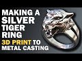 From Thingiverse to Finger - Casting a Silver tiger ring with Bluecast X10 - inspired by Gthic