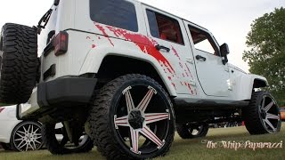 White And Red Jeep Wrangler Sahara Tuff T12 Wheels