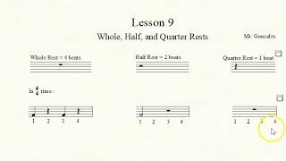 Lesson 9 Whole, Half, Quarter Rests Espanol