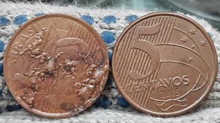 VOCÊ ENCONTROU UMA MOEDA DESSA COM ESSE DEFEITO 5 CENTAVOS ANO 2015 OLHA O VALOR $ 130 A 140 REAIS 💰