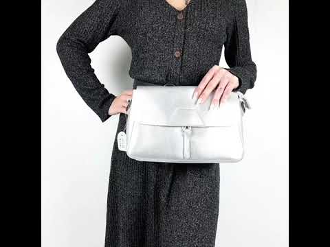 Жіноча сумка в натуральній шкірі Guecca 27 х 19 х 10 см Золота, видео 1