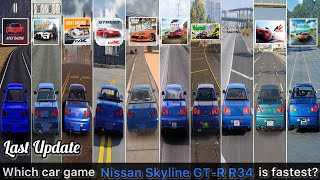 NISSAN SKYLINE GT-R R34 in AR, CM, CarX DR 2, CarX Street, DZO, FH5, NFS Unbound, AC, BeamNG, TCM