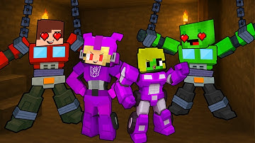 JJ and Mikey Transformer in Love Trap by Girls Color Decepticon - Maizen Minecraft Animation