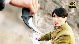 A weak guy is actually a knifesman and kills the Japanese commander with a strangeshaped knife!
