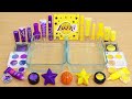 Purple vs yellow  mixing makeup eyeshadow into slime asmr