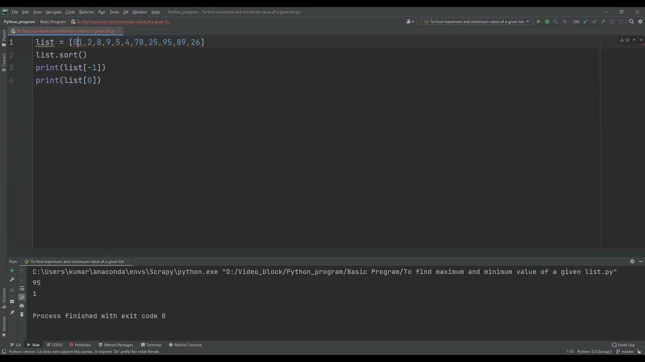 To find maximum and minimum value of a given list - YouTube