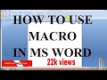 How to use Macro in MS Word 2007 in Hindi