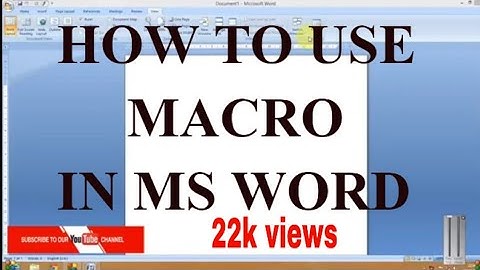 How to use Macro in MS Word 2007 in Hindi