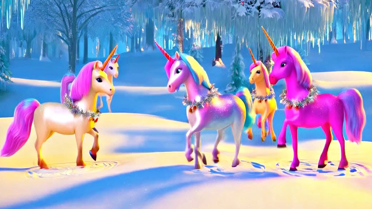 Dreams and wishes never lost, Colorful Unicorns in Christmas Song !