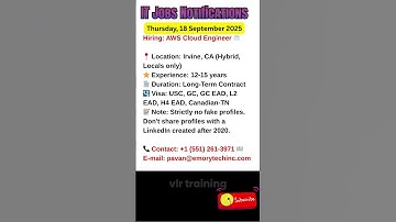 AWS Cloud Engineer Job in Irvine, CA Sept 18, 2025