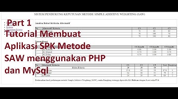 Part 1 | Metode Simple Additive Weighting (SAW) pada Sistem Pendukung Keputusan (SPK)  PHP & MySql