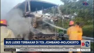 Bus Terbakar di KM 705 Tol Jombang-Mojokerto, Lalu Lintas Macet