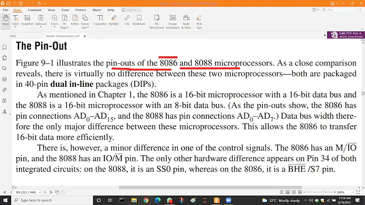8086マイクロプロセッサーのピン機能と違い