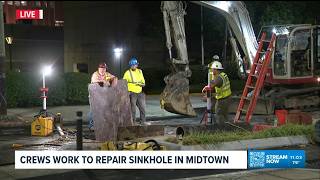 Sinkhole causes traffic backups in Midtown as crews work to repair it
