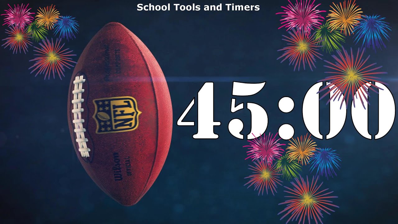 45 Minute 🏈 Football Countdown Timer Cheering Crowd Fireworks! 🎆