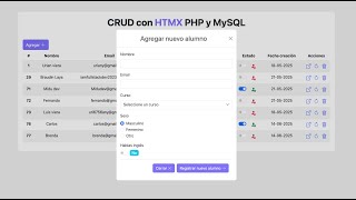 𝗖𝗥𝗨𝗗 Moderno: Modales Dinámicas usando 𝗛𝗧𝗠𝗫, 𝗣𝗛𝗣 𝘆 𝗠𝘆𝗦𝗤𝗟 Paso a Paso