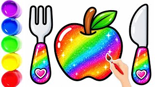 🍎✨ Apple Coloring for Kids || Learn Colors with Cute Apple Drawing | Easy Drawing for Children