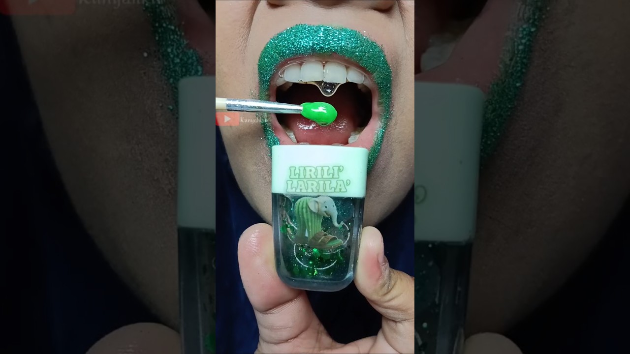ASMR Anomaly Lirili Larila Green Glitter Nail Polish into Liquid Clear Candy 