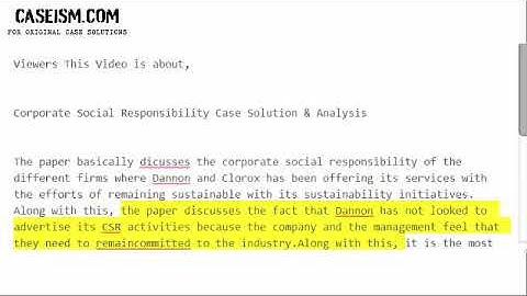 Corporate Social Responsibility  Case Solution & Analysis- Caseism.com