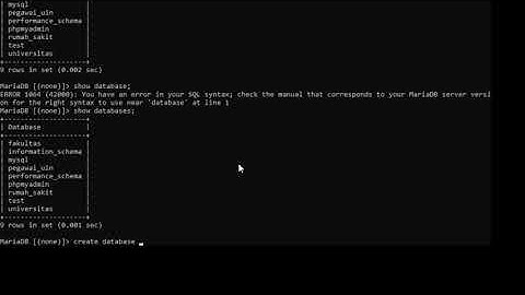 membuat database menggunakan mysql di xampp (create dan drop)