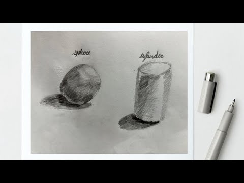 How to Draw and Shade a sphere and cylinder - YouTube