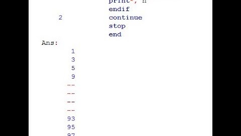 Computer Program:- Prints all odd positive integers less than 100