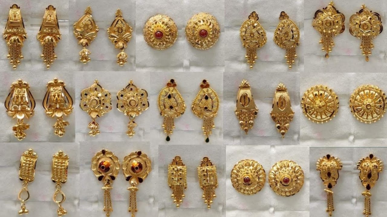 22k Gold Stud Earrings , Handmade Yellow Gold Earrings for Women, Vintage  Antique Design Indian Gold Earrings Jewelry, Gift for Women - Etsy Sweden