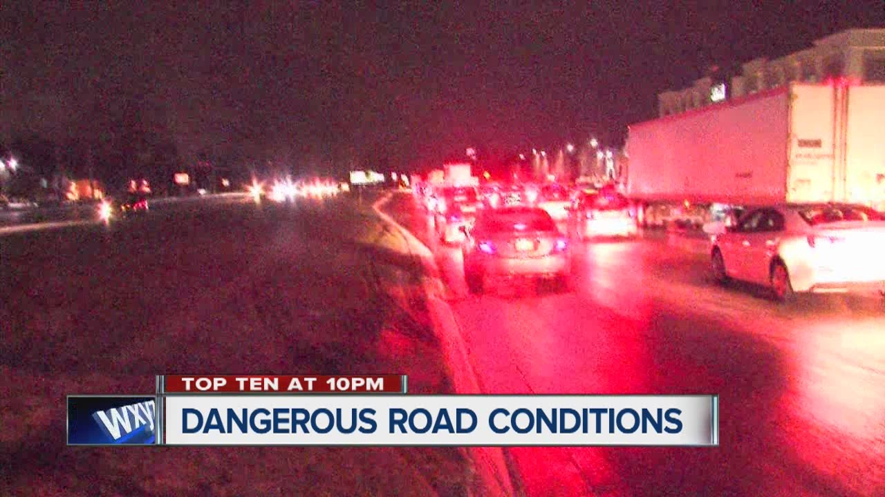 Icy road conditions make for dangerous driving - YouTube