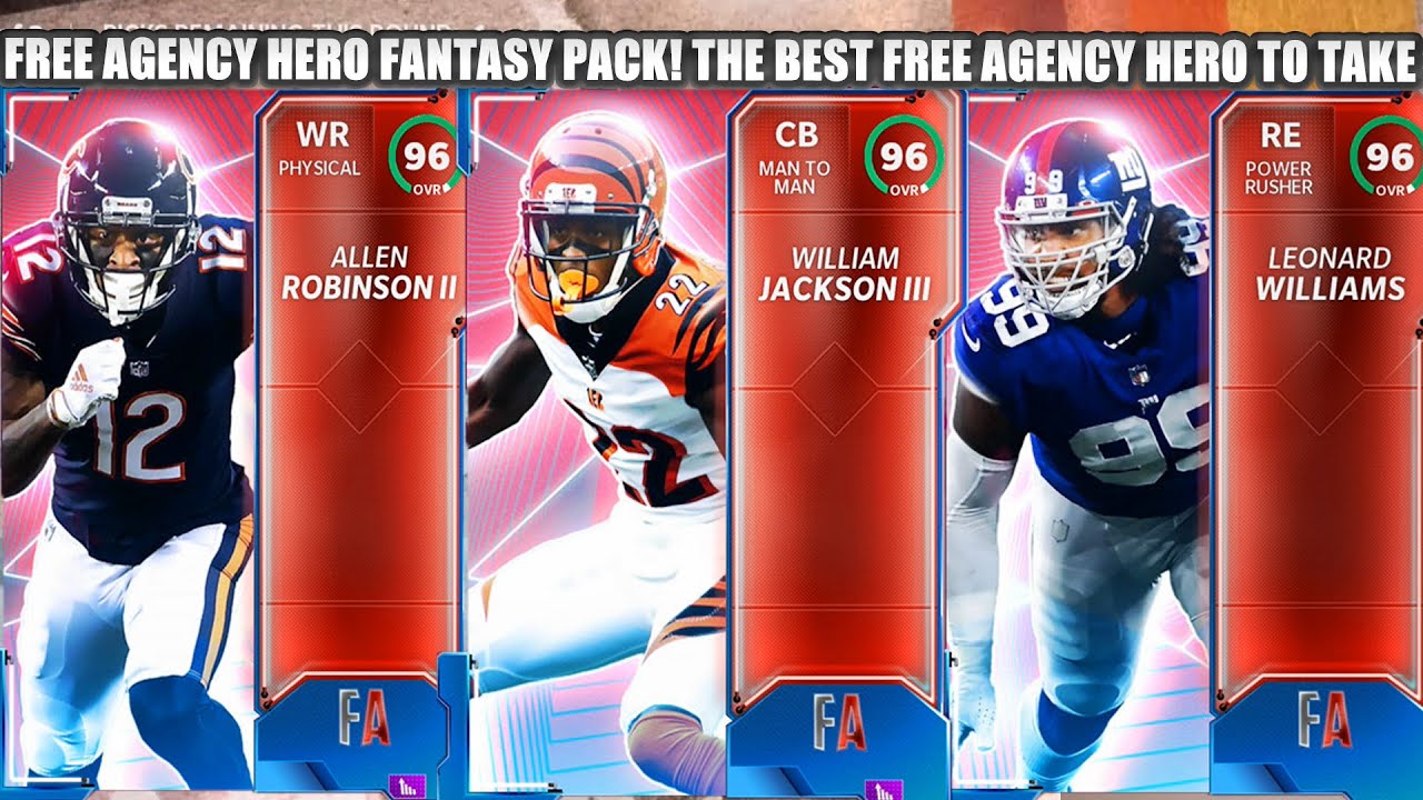 THE BEST FREE 96 OVR FREE AGENCY HERO TO CHOOSE! 96 OVR FREE AGENCY FANTASY PACK! MADDEN 21