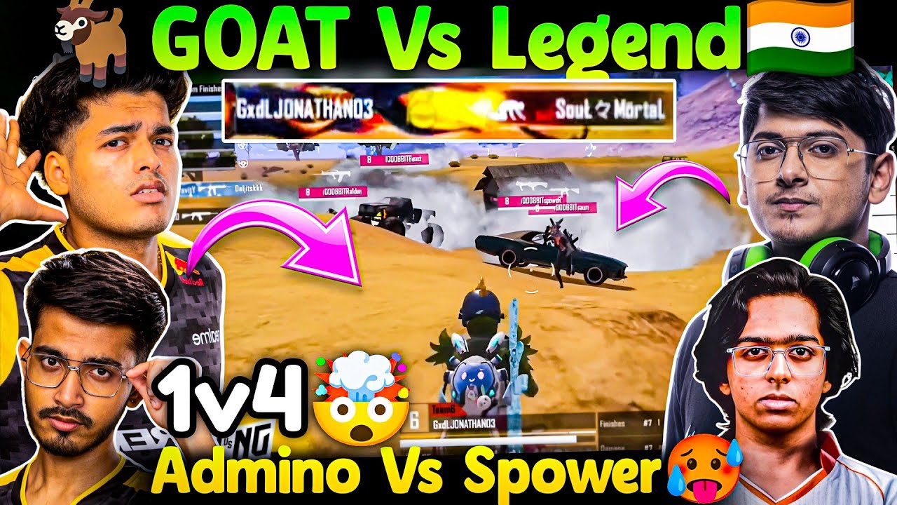 Jonathan🐐Vs Mortal 1v1😱Shocking 1v4🔥 Admino Vs Spower🤯 Quick 1v4 8Bit🥵
